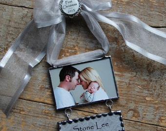 First Christmas Photo Ornament, Baby's First Christmas Ornament, Birth Announcement Ornament, New Baby Photo Keepsake