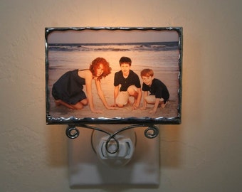 Custom Photo Night Light with Hand Forged Wire Accent-Personalized Family Nightlight-Lighted Photo Frame-Wedding Gift-Holiday Gift