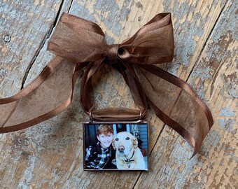 Custom Photo Christmas Ornament, Copper Solder Glass Keepsake