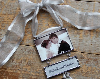 Custom Christmas Ornament- Newly Engaged -First Married Christmas Ornament as Mr. & Mrs.-Custom Photo Gift-Christmas Ornament-New Engaged