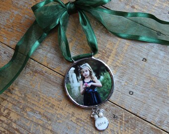 Custom Photo Christmas Ornament – Round Soldered Glass, Personalized Charm