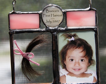 Baby Hair Keepsake Ornament, First Haircut, Personalized Photo Charm