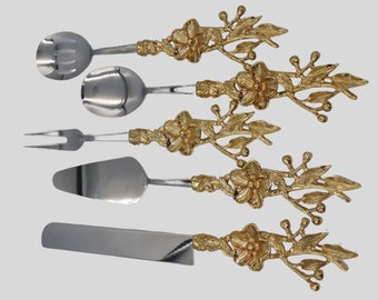 Silver Utensil Set for Kitchen 5 Piece Kitchen Serving