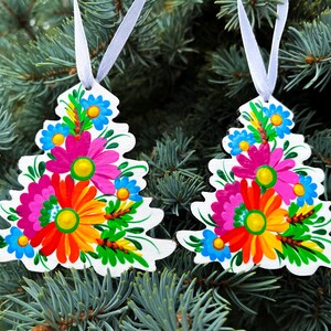 Hand painted Ukrainian Christmas ornament | Handmade wooden Christmas tree ornament | White christmas tree decoration