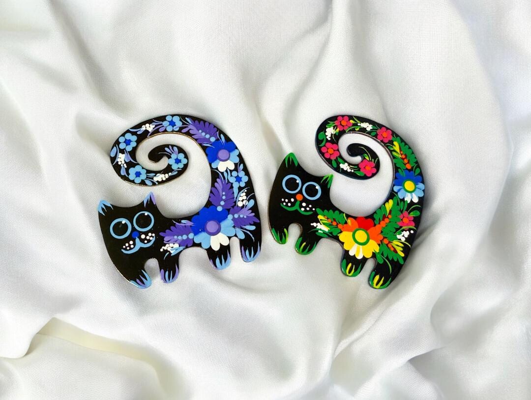 READY TO SHIP, Hand Painted Cat Fridge Magnet, Custom Funny Cat Magnets ...