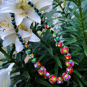 Colorful wood beads from folklore of Ukraine | Necklace of wood painted beads | Necklace made of painted wood beads | Petrykivka