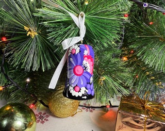 Hand Painted Christmas Bell Ornament, Wooden Tree Decoration, Personalized Decorative Wooden Ornament, Tree Decor Jingle Bell, Holiday Decor