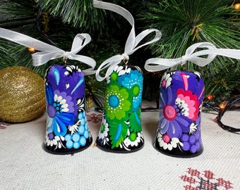Handmade Christmas Bell Ornament, Wooden Tree Decoration, Personalized Hand Painted Decorative Wooden Ornament, Tree Decor Jingle Bell