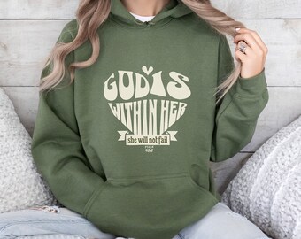 God is Within Her Christian Hoodie, Religious Hoodie, Christian Gift, Christian Apparel, Faith Clothing, Church