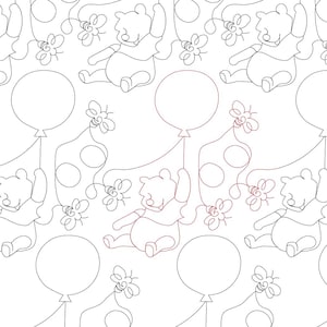 Bear and Honeybees Longarm Quilting Design, Pooh Bear E2E Pattern (Digital Download)