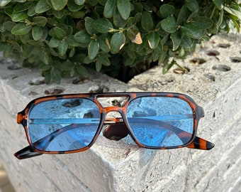 Anti-Blaulichtbrille, Blaulichtblocker, Fliegerbrille, Vintage Doppelstegbrille, Doppelstegbrille