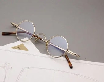 Metal frame round sunglasses, frame prescription glasses, Small Round Titanium Glasses, Small Round Lens, Lennon Small Lens Retro Frames