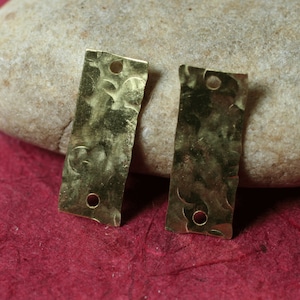 Hand hammered textured rectangle link connector drop dangle size 18x7mm, select your color and quantity GP Solid brass