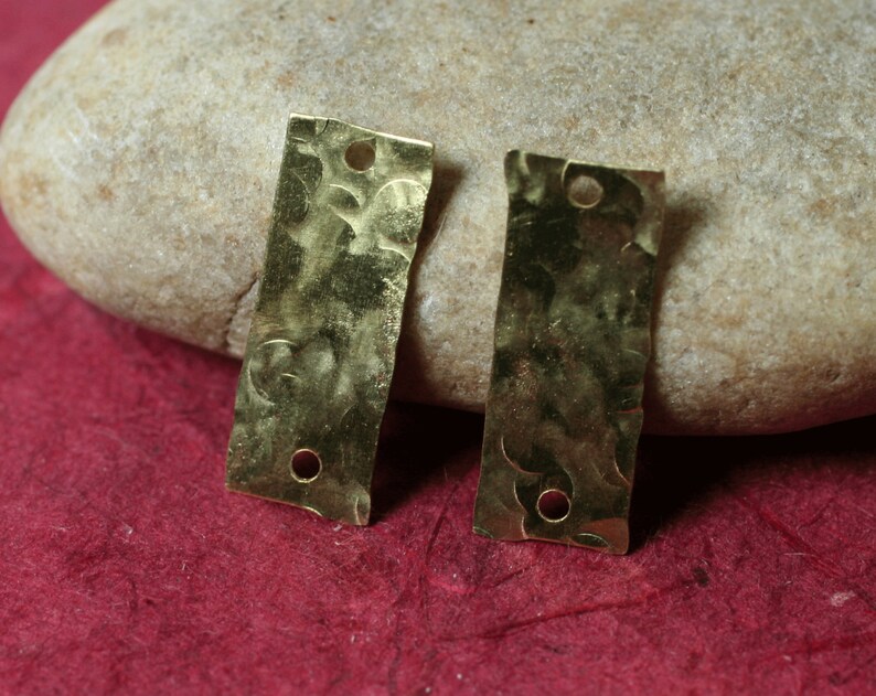 Hand hammered textured rectangle link connector drop dangle size 18x7mm, select your color and quantity GP Solid brass