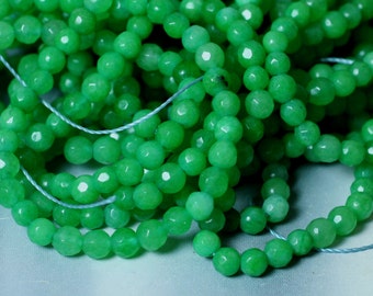 Candy jade faceted round 4mm green/sea green, select your quantity (item ID CJ4mRG1)