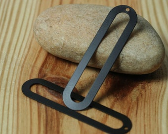 Black Elongated Oval Brass Dangle Charm, 48x12mm