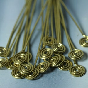 Handmade spiral pin 3-inch long 20g thick, select your color and quantity PSGPG20, PSSTG20, PSSSG20GT Gold tone