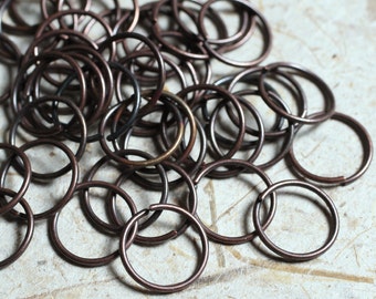 Thick antique copper jump ring, 12mm, 14mm, 16mm outer diameter, 16G thick, select your size and quantity