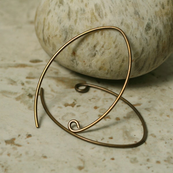 Handmade hammered large earwire size 50x30mm, 18g thick, select your color and quantity (AB)