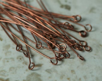 Antique Copper Head Pins, Eye Pins, Jewelry Making