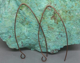 Handmade Hook Earwires, Antique Copper, Brass, Rose Gold, size 35x22mm, select color and quantity