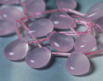 Pink quartz puff teardrop 12x8mm, select your quantity (item ID L05PQPT)