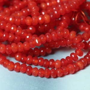 Candy jade faceted rondelle 4mm orange red, select your quantity (item ID CJ4mRNOR) d31