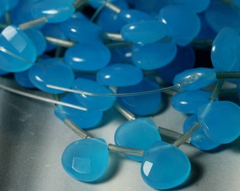Azure blue quartz faceted teardrop briolette 12x12mm, select your quantity (item ID DSBFFT12x12)