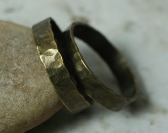 Hand hammered textured or plain band ring, select your color, size, surface texture and quantity (AB, AC, RB)(Antique brass)(F)