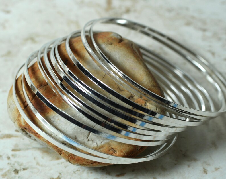 bangle set Silver plated bangle blank item ID FA00143SP medium to large size 2 pcs