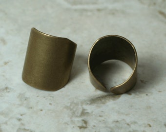 Handmade Adjustable Solid Brass Ring, Size 7-9