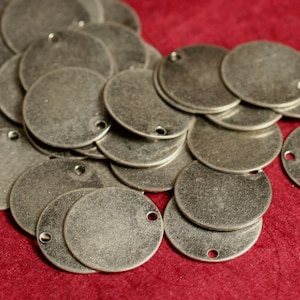 Blank disc dangle charm 12mm in diameter, antique copper, antique brass, antique silver, select your color and quantity