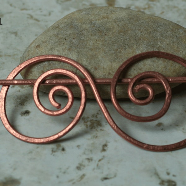 Handmade solid copper hair pin, shawl pin, scarf pin, select your type and quantity (HS01C, HC02C, HS03C, HS04C)