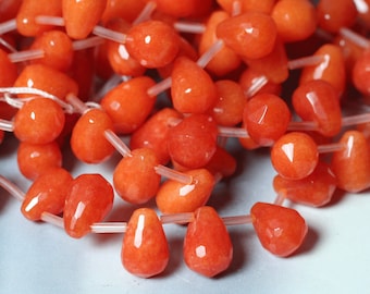 Candy jade faceted teardrop 12x8mm orange red, select your quantity (item ID L12ORT)