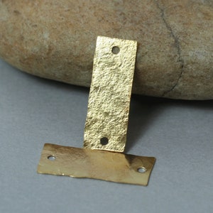 Hand hammered textured rectangle link connector drop dangle size 18x7mm, select your color and quantity GP Gold plated