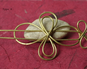 Handmade solid brass hair pin, shawl pin, scarf pin, select your type and quantity