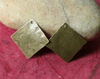 Hand hammered textured square dangle drop charm size 13x13mm, select your color and quantity (AB)(-)