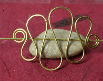 Handmade solid brass hair pin, shawl pin, scarf pin, select your type and quantity