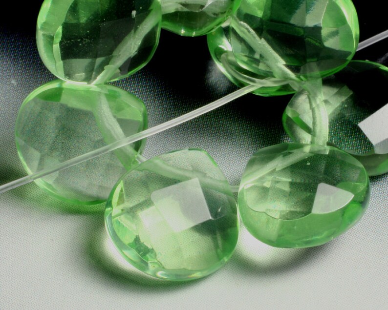 Light green quartz faceted teardrop briolette 10x10mm, select your quantity item ID L02LGQT10x10 image 1
