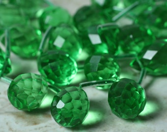 Green quartz faceted teardrop 18x12mm, select your quantity (item ID L05GQFT18)