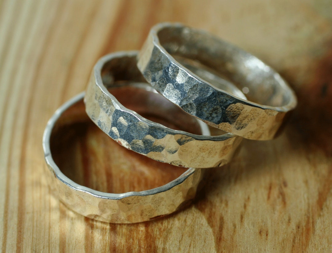 we took our beloved hand hammered band and made it... Hand Hammered Band Ring, Textured or Plain Surface, 4mm Width - Etsy