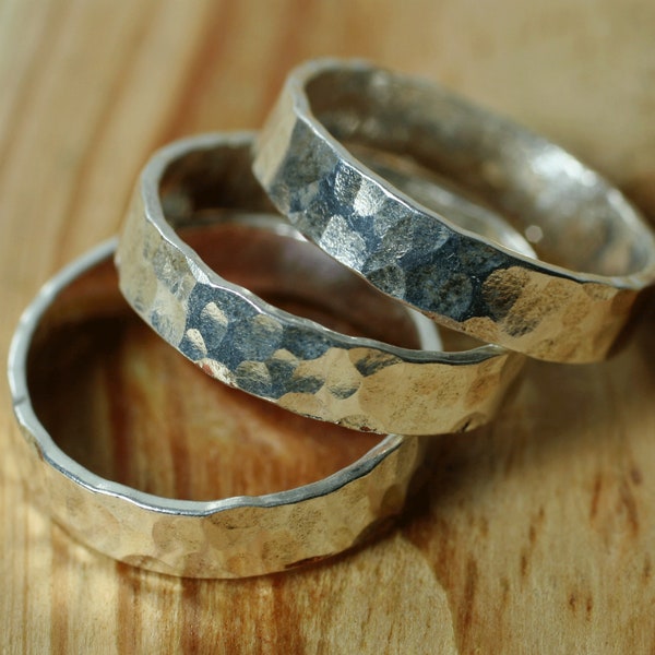 Hand hammered textured or plain surface band ring, select your size, color, surface texture and quantity (SP)(F)