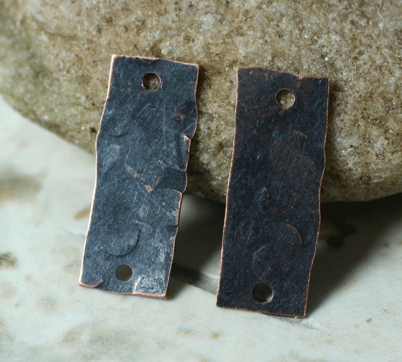 Hand hammered textured rectangle link connector drop dangle size 18x7mm, select your color and quantity GP image 9