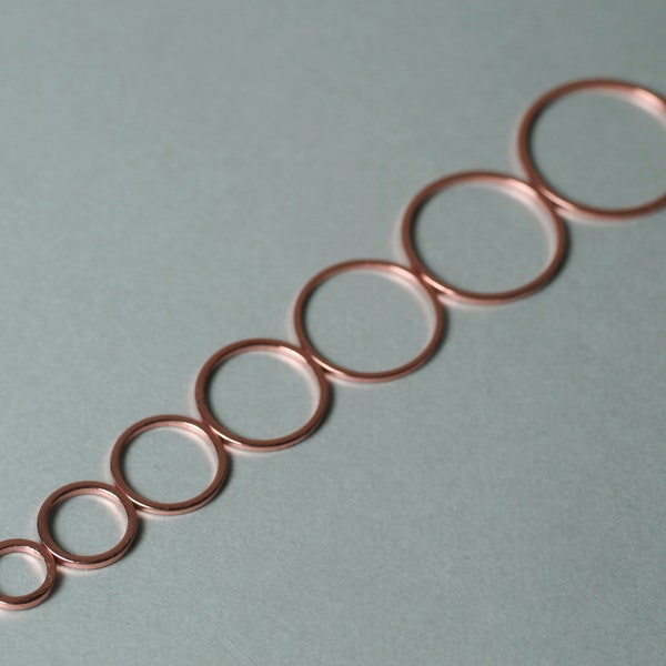 8mm, 10mm, 12mm, 14mm, 16mm, 18mm, 20mm outer diameter, rose gold tone O ring link connector, select your size and quantity