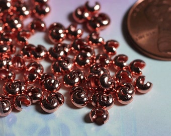 Solid copper crimp cover or crimp beads, select your type and quantity (F5857FY)