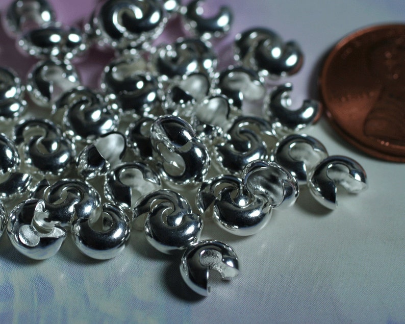 item ID F2677FY silver-plated brass 40 pcs Crimp cover 5mm