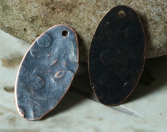 Hand hammered textured oval dangle drop, size 20x11mm, select your color and quantity (XW00268) (ACB)