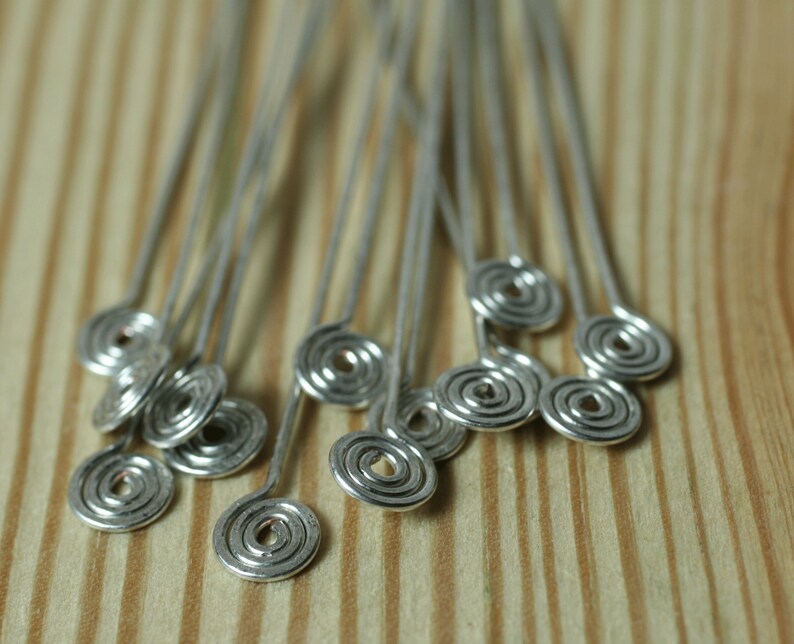 Handmade spiral pin 3-inch long 20g thick, select your color and quantity PSGPG20, PSSTG20, PSSSG20GT Silver tone