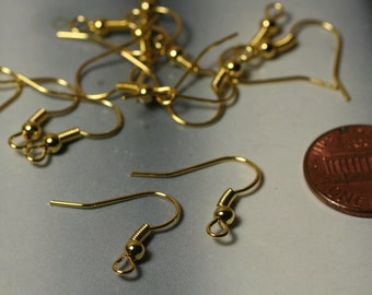 Fish hook earwire with ball and coil 18x18mm, select your color and quantity (HB00070)(GP)