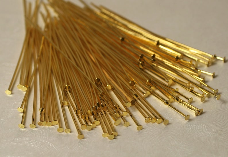 Gold plated head pin 2 inch long 20g thick item ID XMHC00593ABE 100 pcs